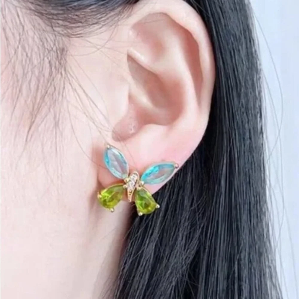 Kate Spade Blue and‎ Green Butterfly Stud Earrings NWT
